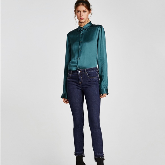 Zara Jeans With Pearl Bead on Ankle-Size 6 New - Picture 1 of 7